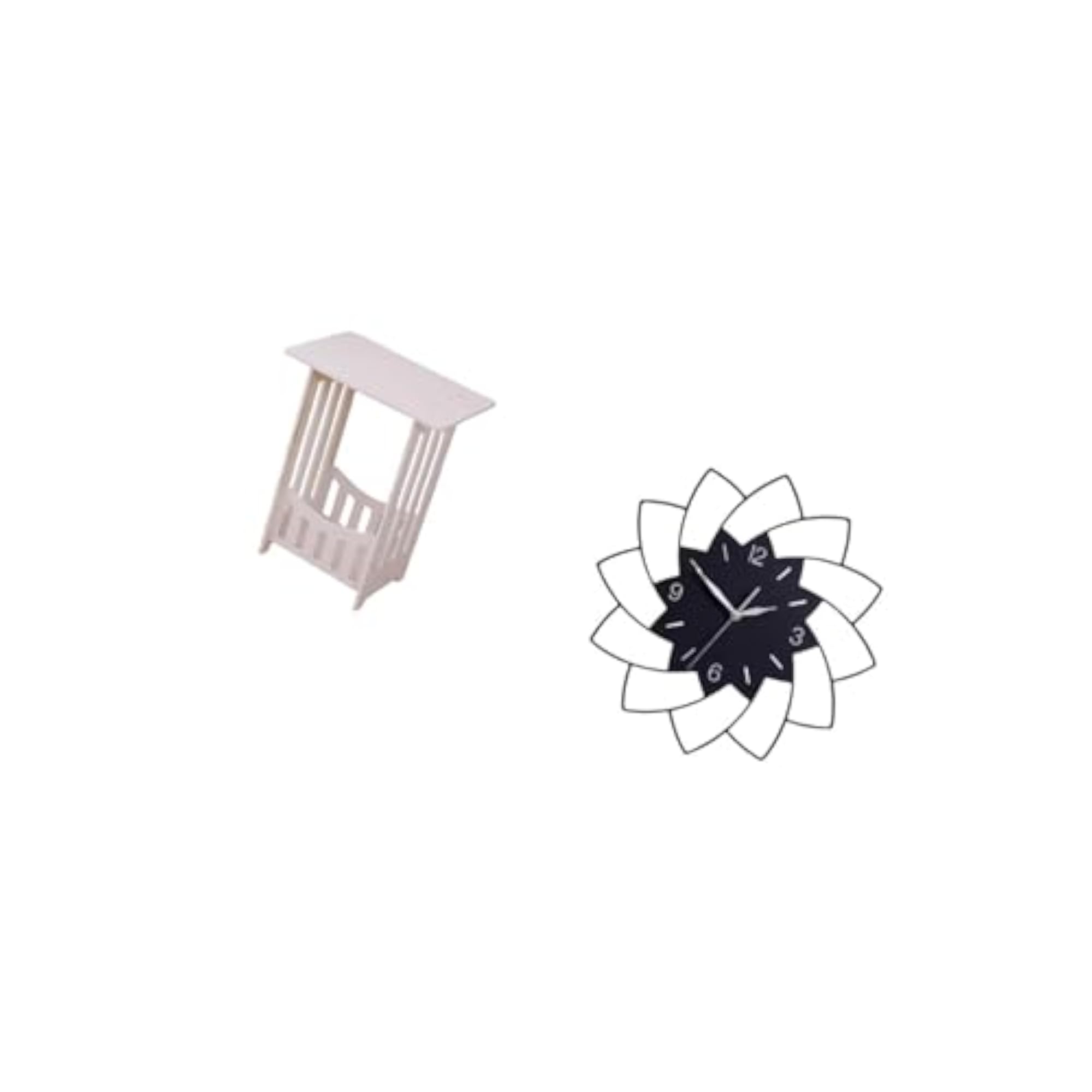 Practical Bedside Table with Acrylic Flower Shaped Wall Clock